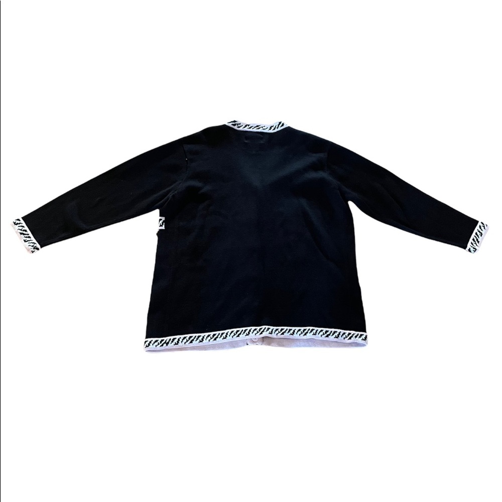 Storybook Knits Women's Black Cardigan Sequins Garden Lilies sweater - Picture 3 of 6